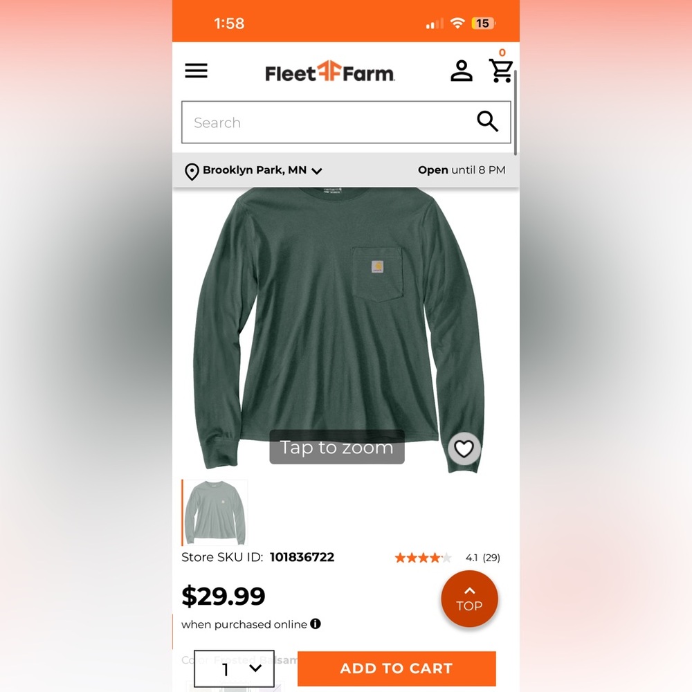 Carhartt Green Long Sleeve